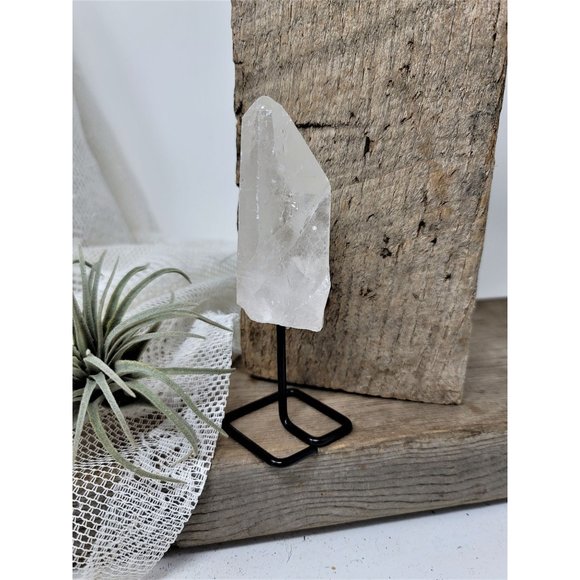 Small Genuine Quartz Crystal Point on Metal Base - Picture 1 of 8